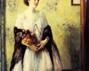 费尔南 杜桑 : A Young Woman Holding A Bouquet